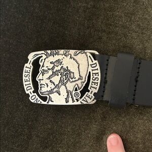 Diesel VNTG Black Belt with Artistic Silver Buckle